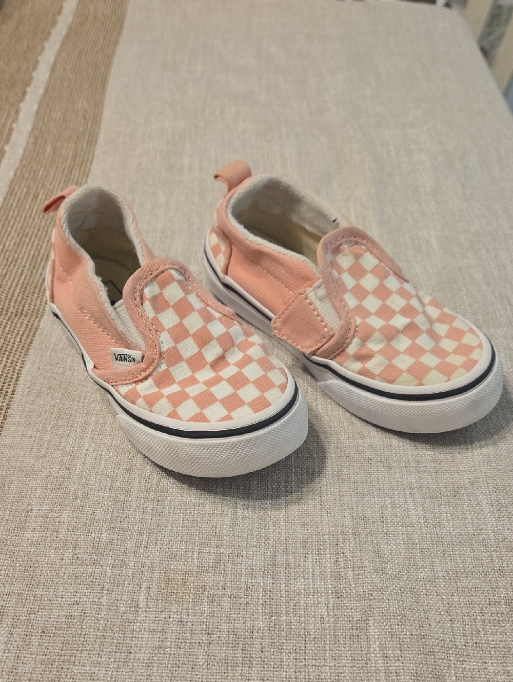 Vans Kids Slip-On Checkerboard Sneakers - Peach/White